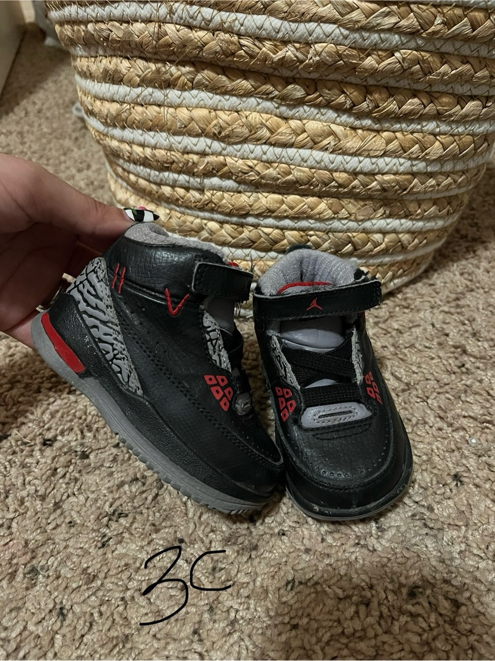 Nike Kids Black and Red High-Top Sneakers with Elephant Print